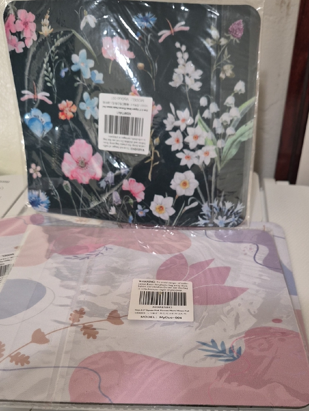 Floral Pattern Mouse Pad - Black and Pastel Pink 2x $10